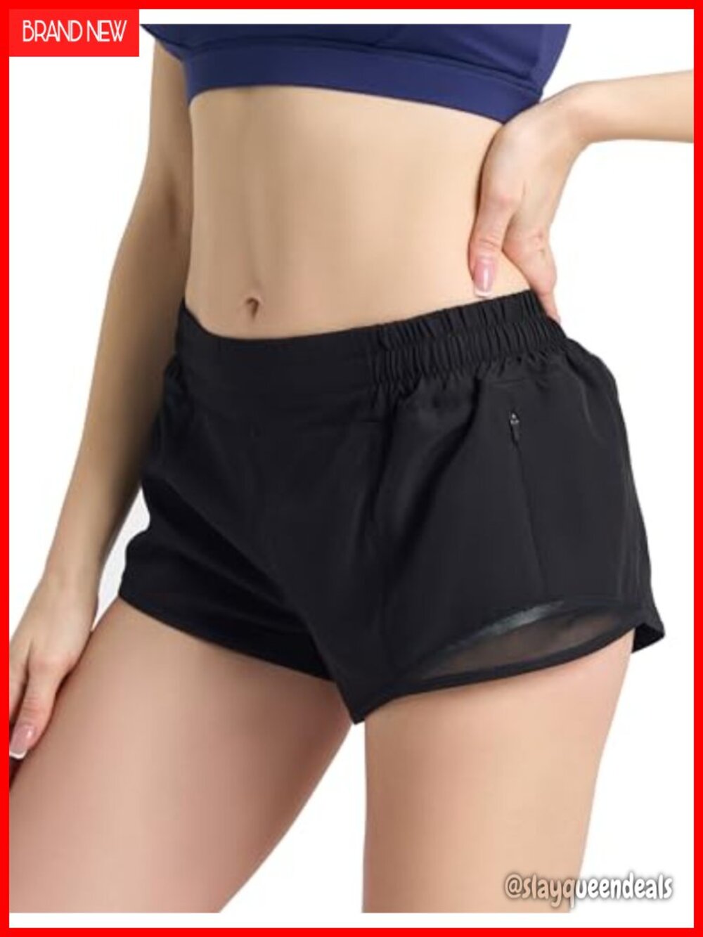 IFNOW Womens Running Shorts Zip Pocket Quick-Dry Lined Gym Workout Athletic